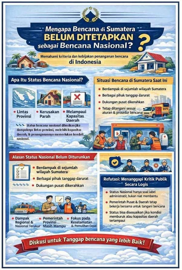 MENGAPA BENCANA DI SUMATERA BELUM DITETAPKAN SEBAGAI BENCANA NASIONAL?