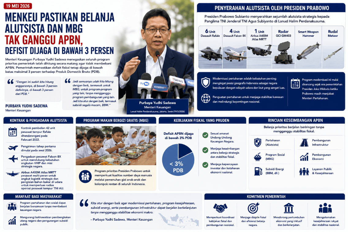 Menkeu Pastikan Belanja Alutsista dan MBG Tak Ganggu APBN, Defisit Dijaga di Bawah 3 Persen