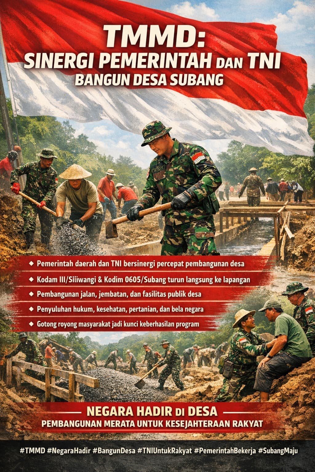 TMMD Sinergi Pemerintah Daerah dan TNI Percepat Pembangunan Desa di Kabupaten Subang Jawa Barat