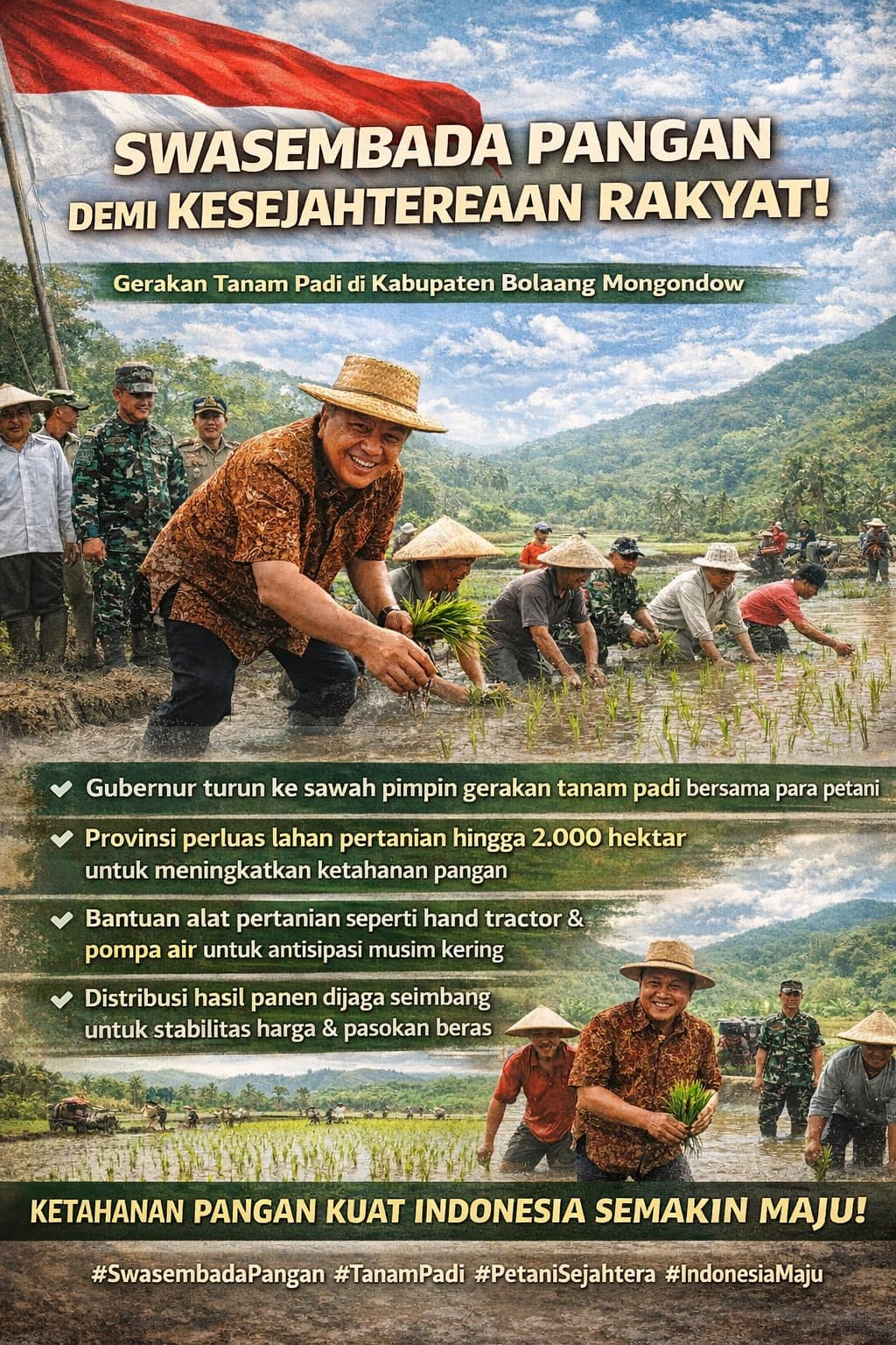Gubernur Sulawesi Utara Tegaskan Komitmen Swasembada Pangan di Kabupaten Bolaang Mongondow Provinsi Sulawesi Utara