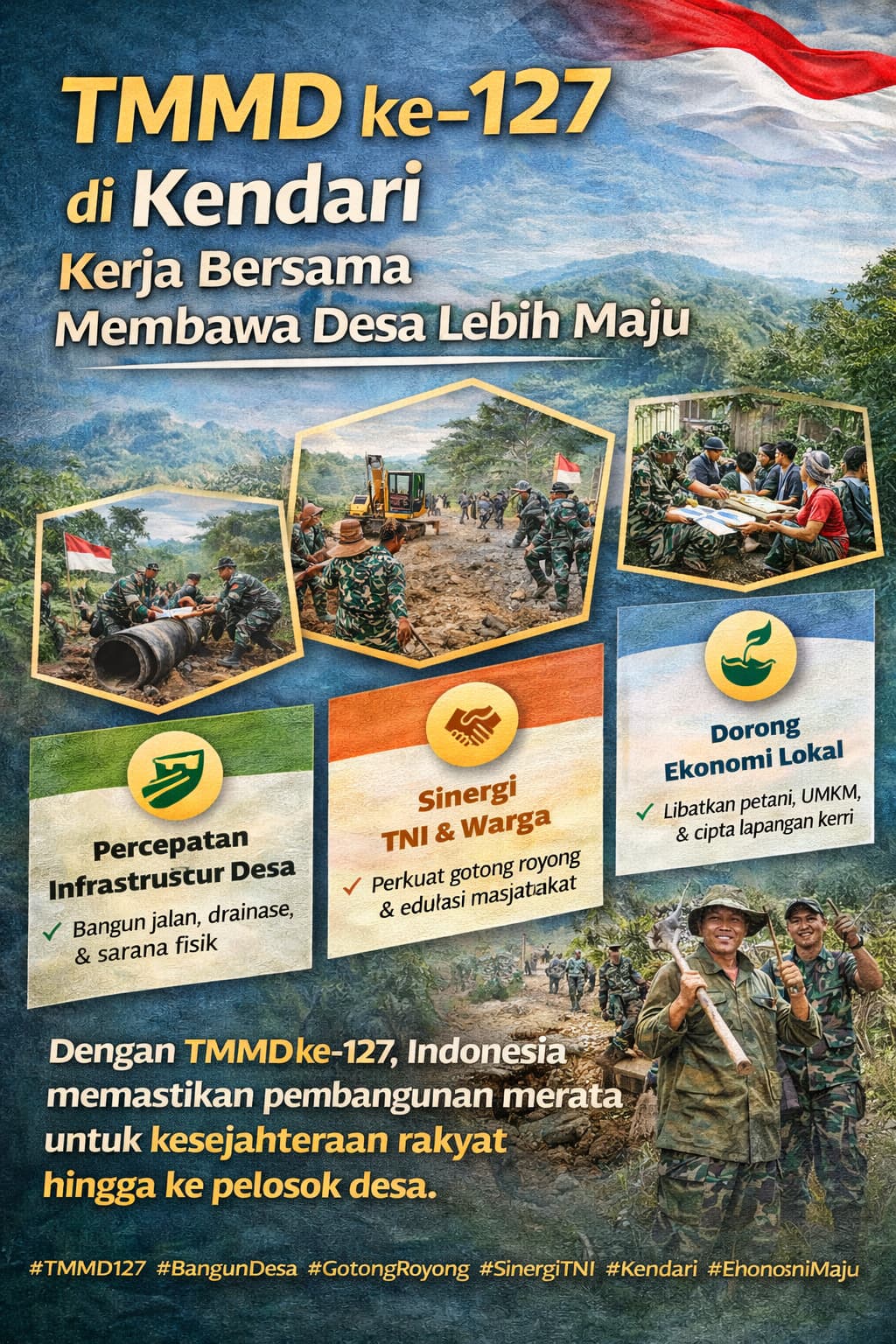 TMMD ke-127 di Kendari: Jalan Kolaborasi Memperkuat Pembangunan dari Desa ke Kota
