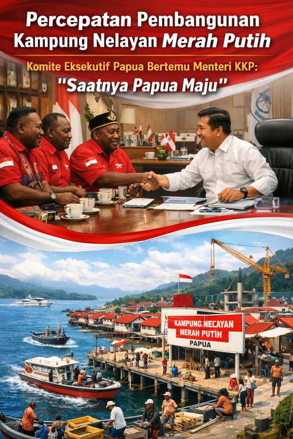 Bahas Percepatan Kampung Nelayan Merah Putih, Komite Eksekutif Papua Bertemu Menteri KKP: Saatnya Papua Maju