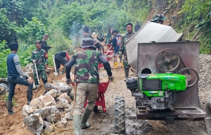 Pra-TMMD ke-127 Berjalan, Pembangunan Talud Mulai Dilaksanakan di Desa Lenggo