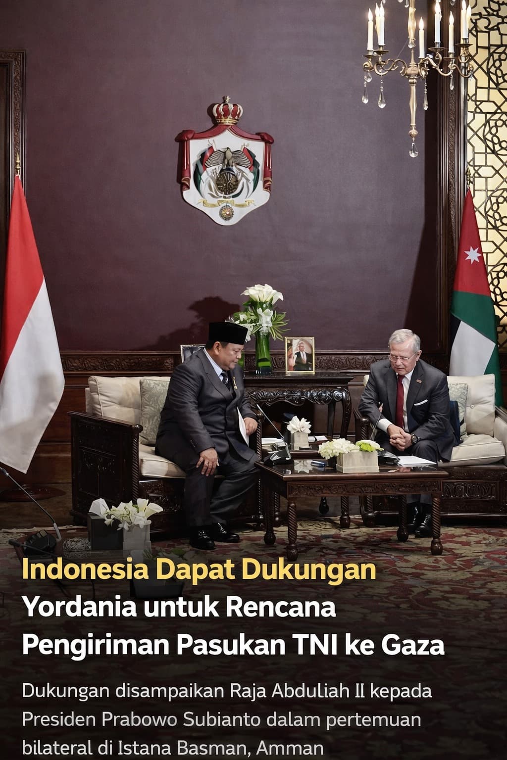 Indonesia Dapat Dukungan Yordania untuk Rencana Pengiriman Pasukan TNI ke Gaza