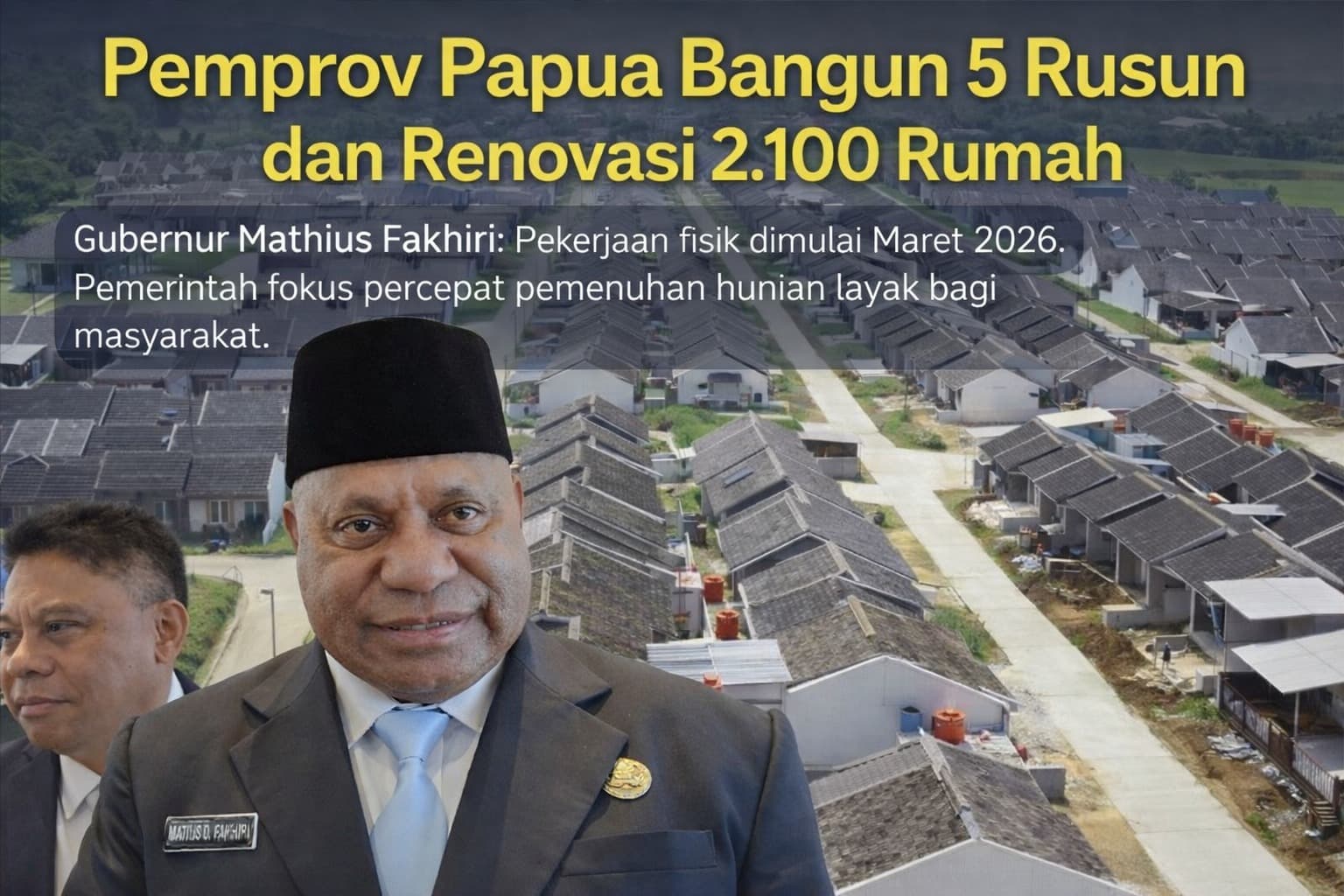 Pemprov Papua Bangun 5 Rusun dan Renovasi 2.100 Rumah, Realisasi Dimulai Maret 2026