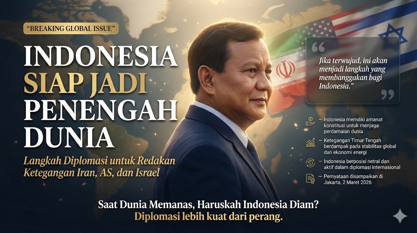 Peran Indonesia Menjadi Penjaga Nurani Dunia di Tengah Ketegangan Iran Amerika Serikat dan Israel