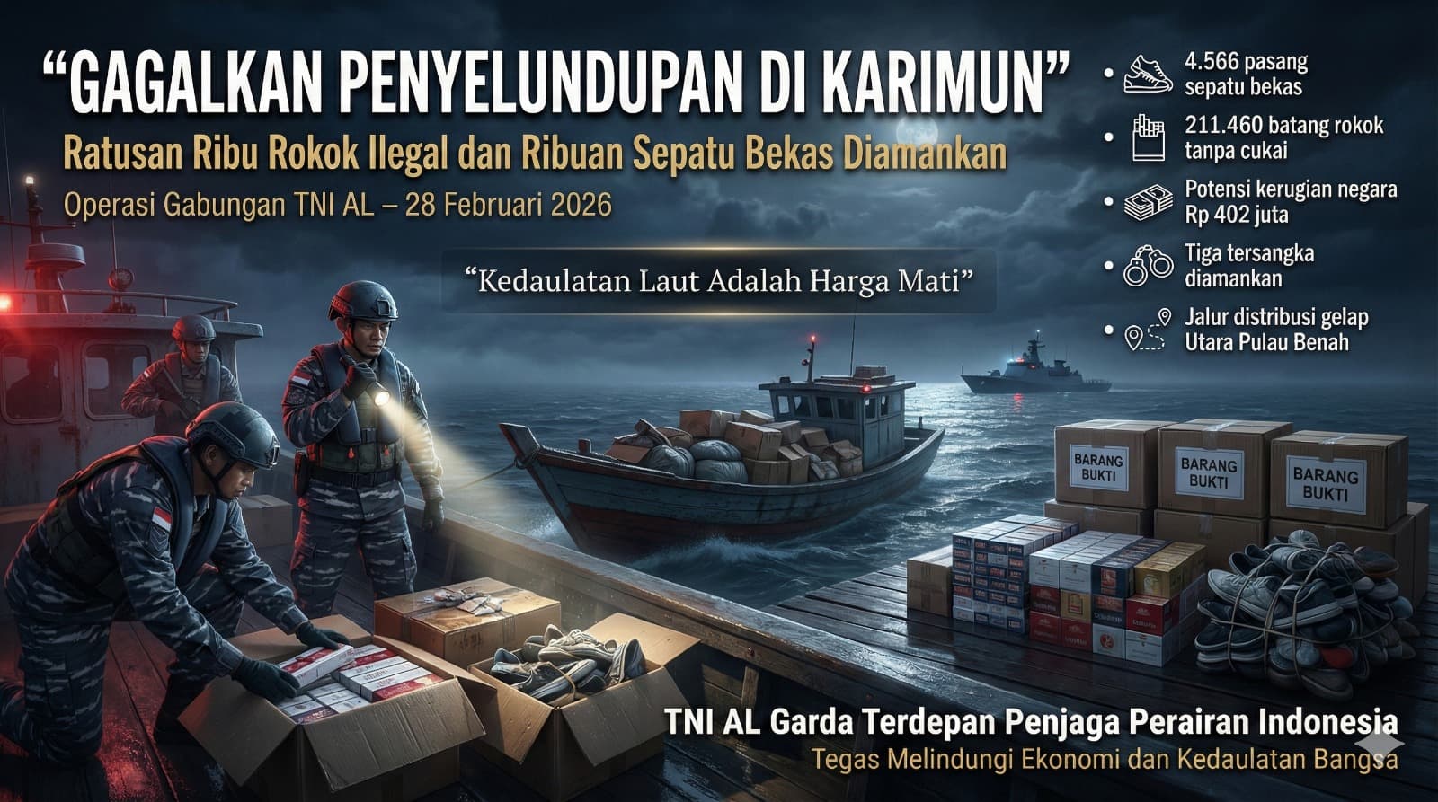 Ketegasan TNI AL Menggagalkan Penyelundupan di Karimun Demi Menjaga Kedaulatan dan Ekonomi Nasional