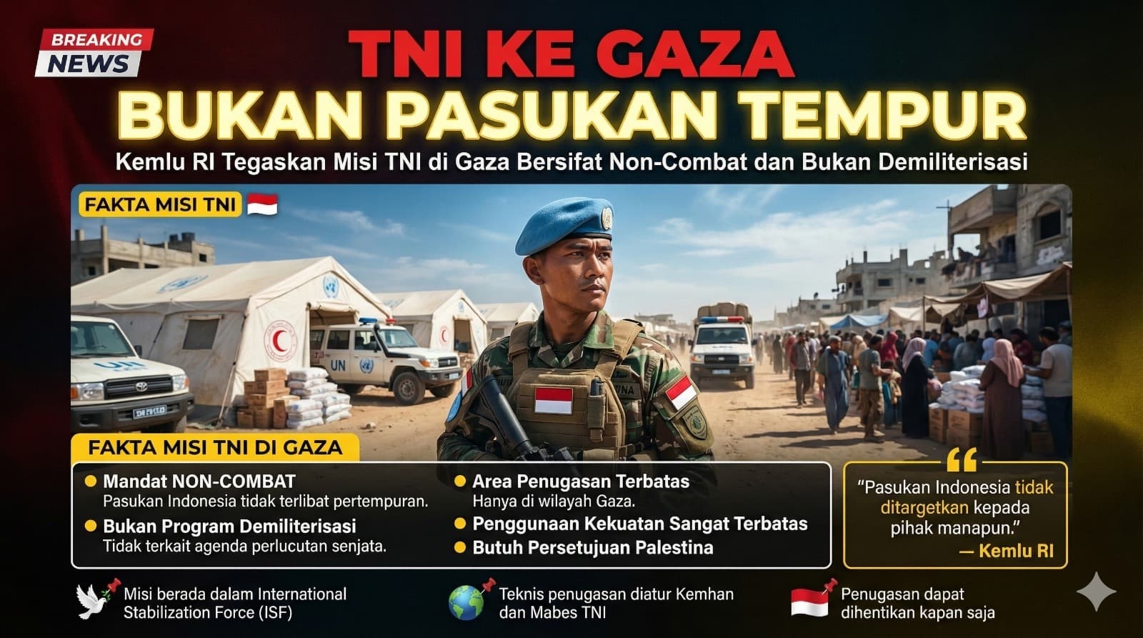 Penegasan Indonesia Mengirim TNI ke Gaza dalam Misi Non Tempur Demi Stabilitas dan Kemanusiaan
