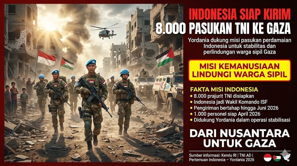 Dukungan Yordania Menguatkan Langkah Indonesia Mengirim 8000 Prajurit TNI dalam Misi Perdamaian untuk Melindungi Warga Sipil Gaza