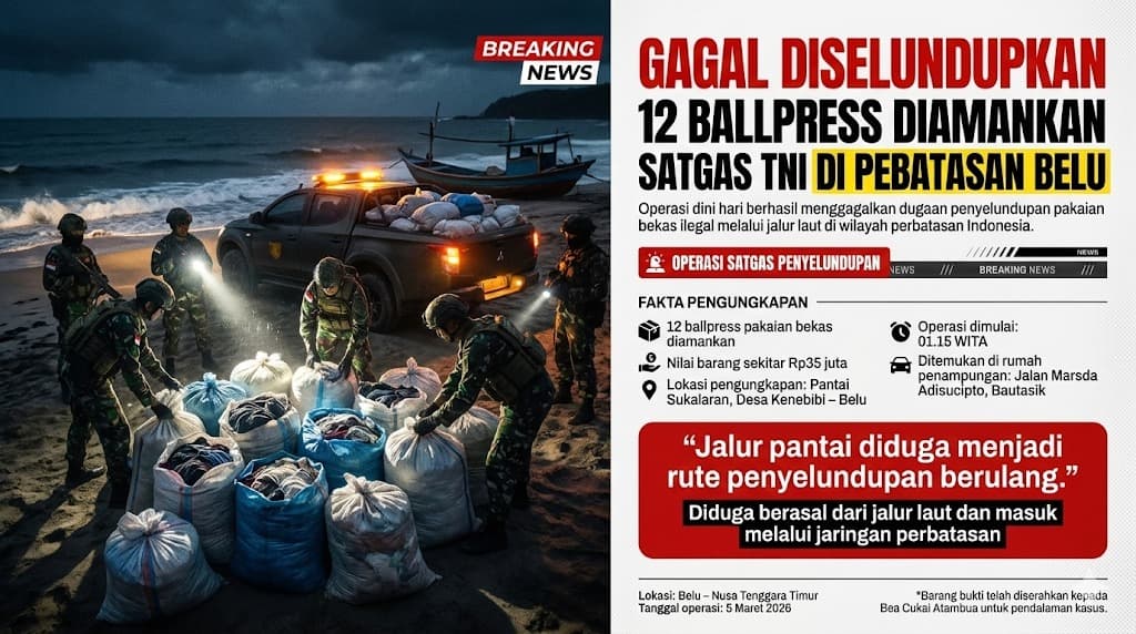 Penyelundupan Ballpress di Perbatasan Belu Kembali Terbongkar Menguatkan Dugaan Jalur Ilegal yang Selama Ini Menggerogoti Keadilan Ekonomi