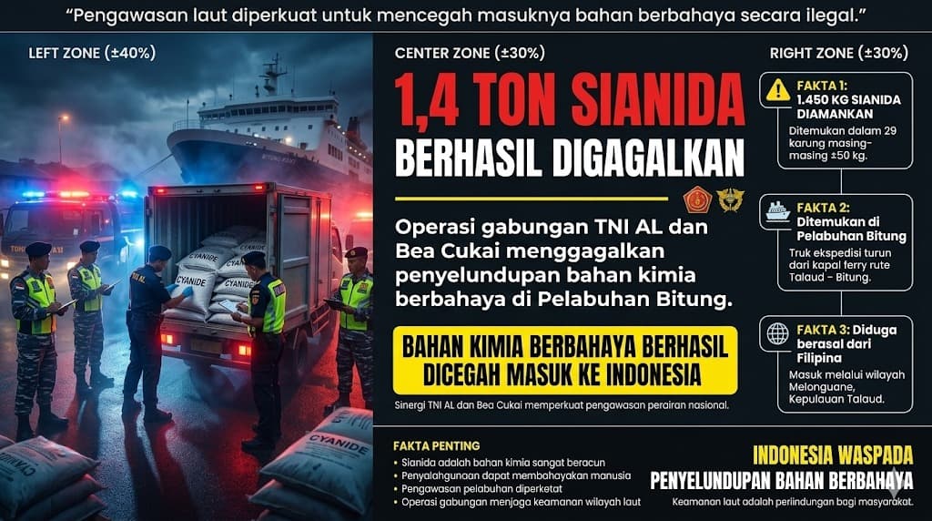 Penggagalan Penyelundupan Sianida di Bitung Menjadi Bukti Pentingnya Kewaspadaan Negara Melindungi Masyarakat dari Ancaman Bahan Berbahaya