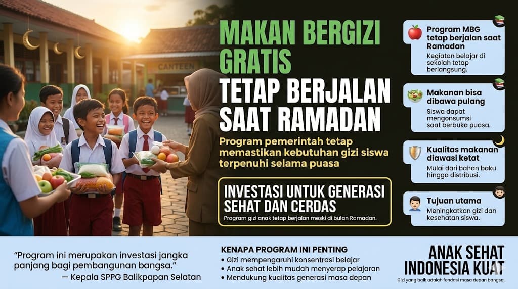 Program Makan Bergizi Gratis Tetap Berjalan di Bulan Ramadan Menjadi Bukti Komitmen Menjaga Kesehatan dan Masa Depan Anak Bangsa