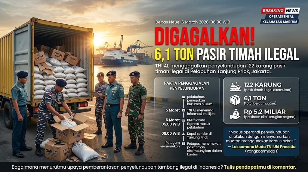 Penggagalan Penyelundupan 61 Ton Pasir Timah di Tanjung Priok Mengingatkan Pentingnya Menjaga Kekayaan Alam dan Kedaulatan Maritim Indonesia