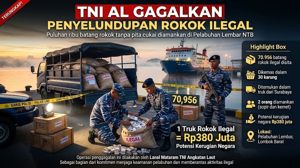 Upaya TNI Angkatan Laut Menggagalkan Penyelundupan Rokok Ilegal di Lombok Barat Menjadi Bukti Pentingnya Kewaspadaan Menjaga Kedaulatan Ekonomi Negara