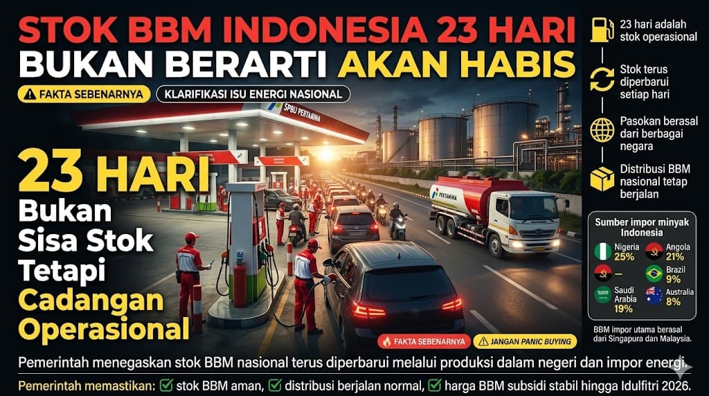 Penjelasan Pemerintah Soal Stok BBM Nasional 23 Hari Bukan Berarti Indonesia Akan Kehabisan Bahan Bakar
