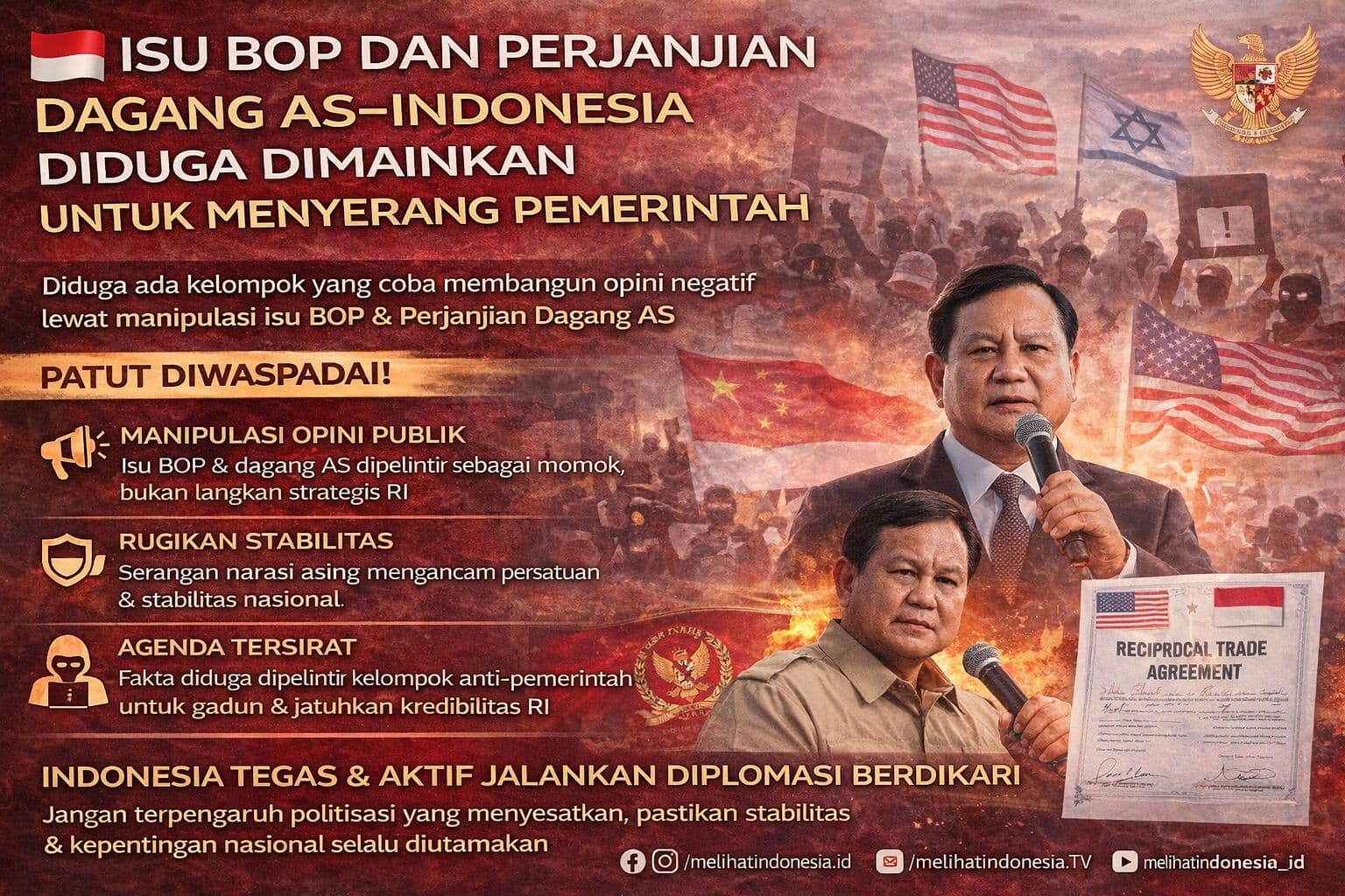 Isu BOP dan Perjanjian Dagang AS–Indonesia Diduga Dimainkan untuk Menyerang Pemerintah