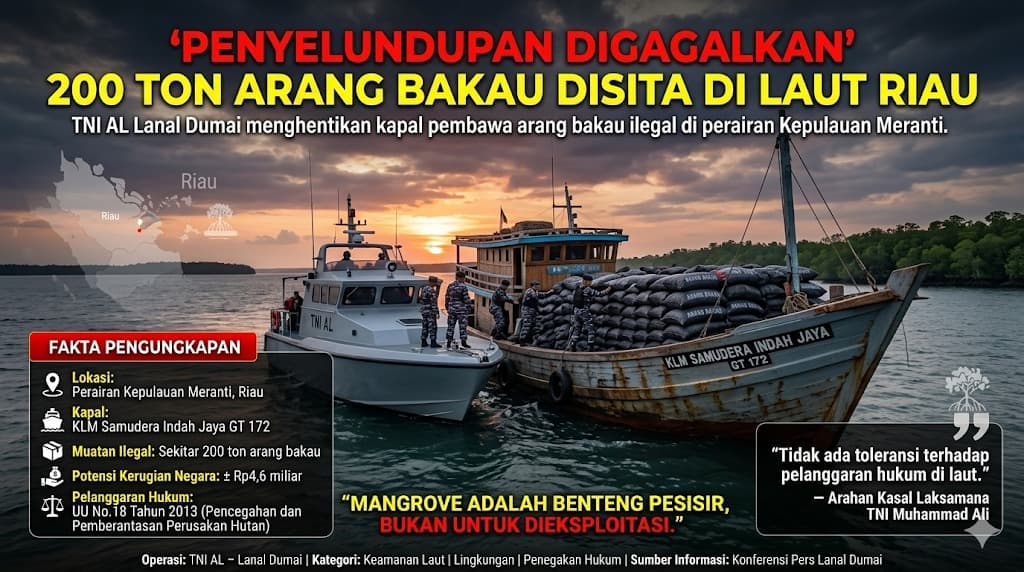 Upaya Penyelundupan Ratusan Ton Arang Bakau Digagalkan TNI AL Demi Menjaga Kelestarian Mangrove dan Kekayaan Laut Indonesia