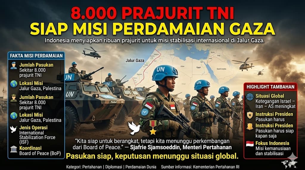 Kesiapan Delapan Ribu Prajurit TNI untuk Misi Perdamaian Gaza Menjadi Wujud Komitmen Indonesia terhadap Stabilitas dan Kemanusiaan Dunia