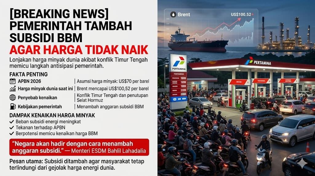 Pemerintah menambah subsidi BBM demi menjaga stabilitas harga energi di tengah gejolak perang global