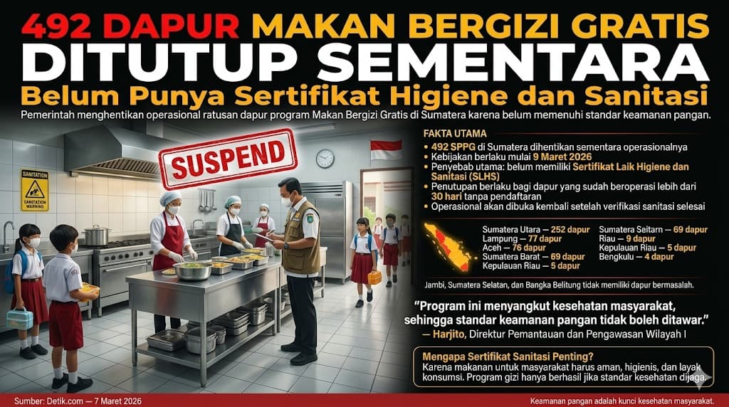 Ratusan Dapur Program Makan Bergizi Gratis di Sumatera Dihentikan Sementara Demi Menjamin Keamanan Pangan bagi Masyarakat