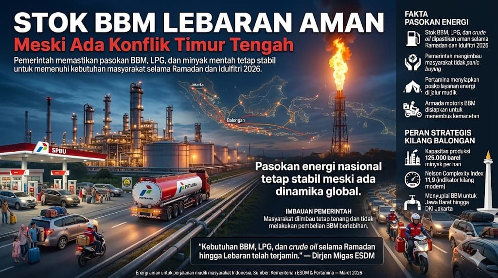 Stok Energi Nasional Dijaga Ketat Pemerintah Pastikan BBM Aman Selama Lebaran Meski Ada Ketegangan di Timur Tengah