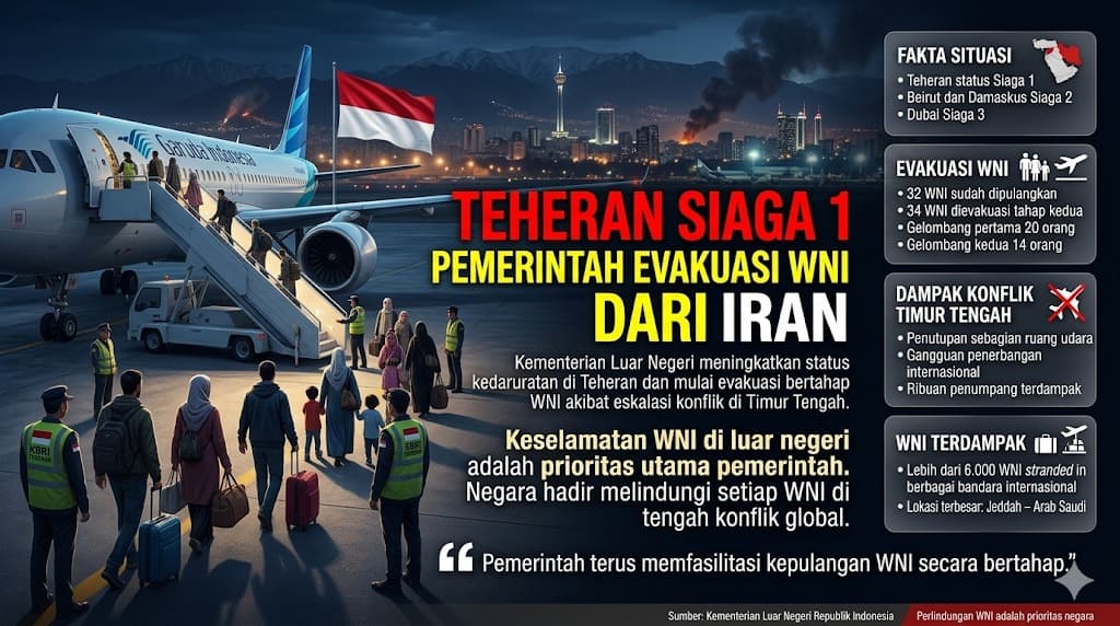 Pemerintah Tingkatkan Status Siaga di Teheran dan Percepat Evakuasi WNI di Tengah Memanasnya Konflik Timur Tengah