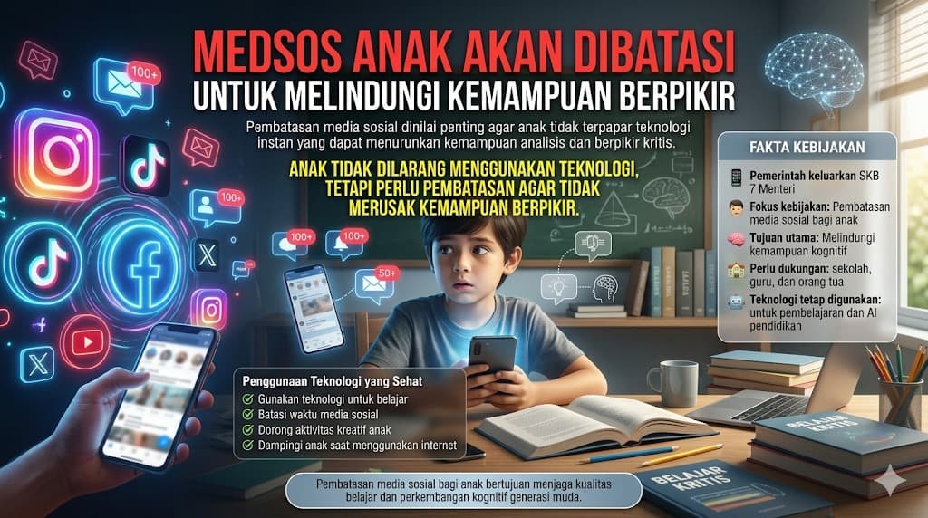 Pembatasan Media Sosial bagi Anak Menjadi Langkah Penting untuk Melindungi Kualitas Belajar dan Kemampuan Berpikir Generasi Muda