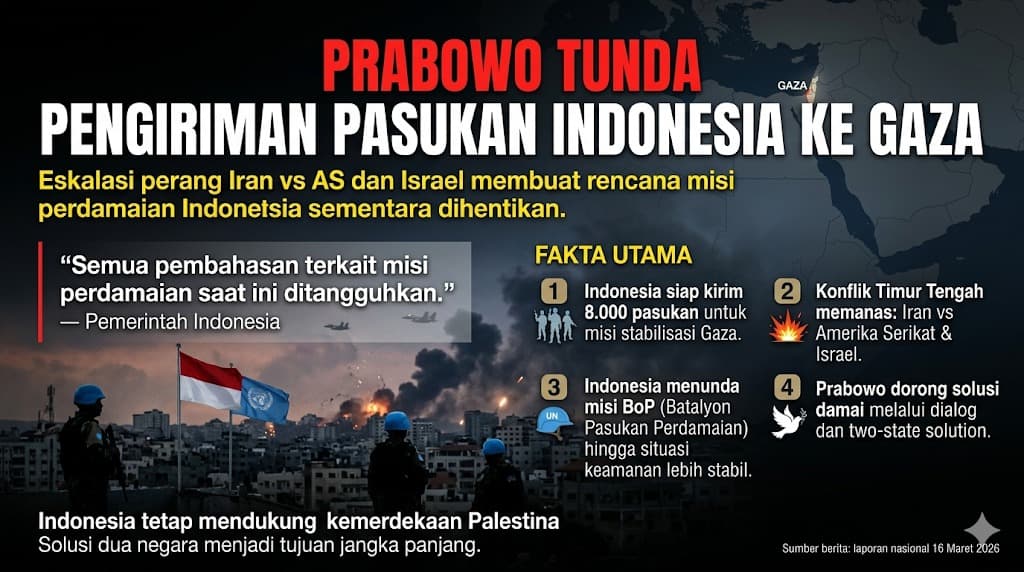 Penundaan Pengiriman Pasukan Perdamaian Indonesia ke Gaza di Tengah Eskalasi Konflik Timur Tengah