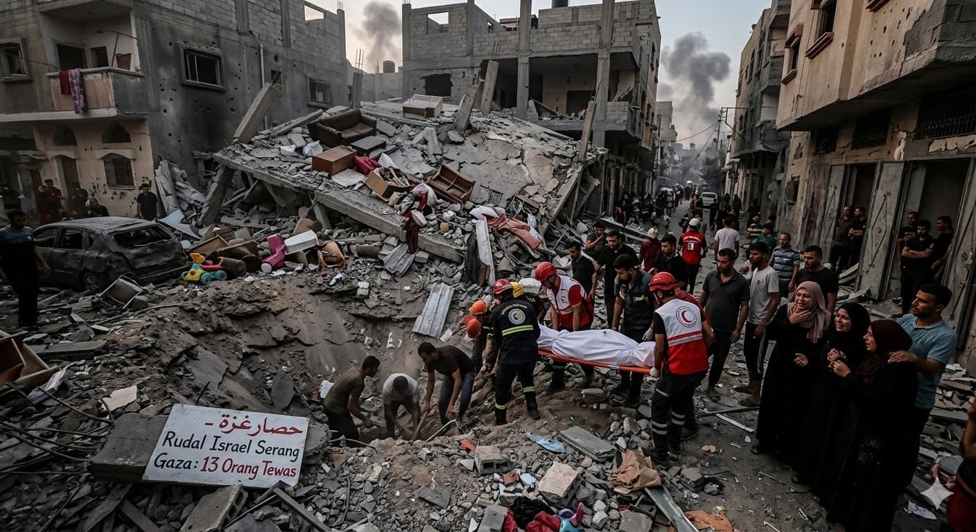 Eskalasi Memanas: Serangan Rudal Israel di Gaza Tewaskan 13 Warga Sipil, Indonesia Tunda Pengiriman Pasukan Perdamaian