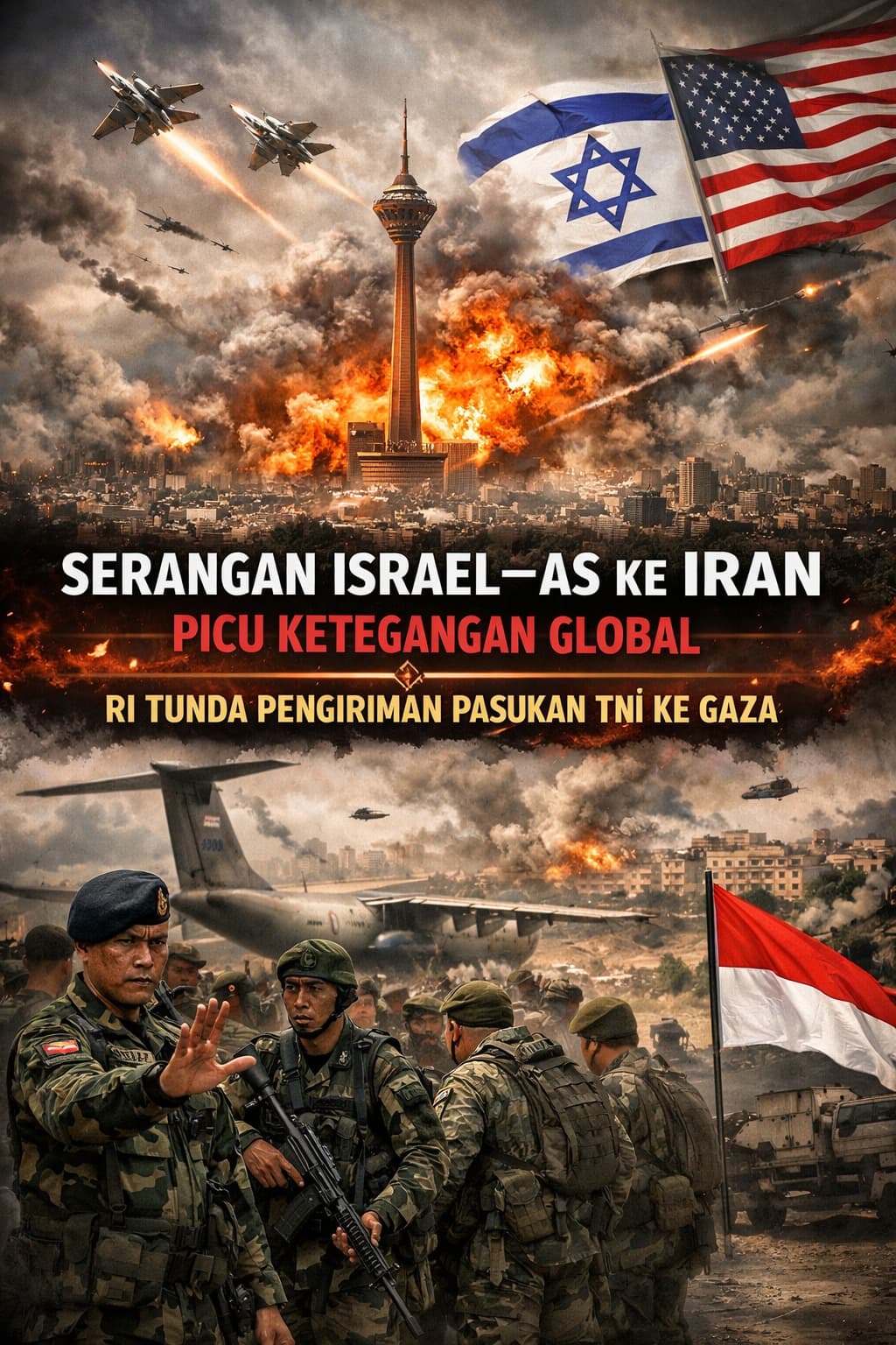 Serangan Israel–AS ke Iran Picu Ketegangan Global, RI Tunda Pengiriman Pasukan TNI ke Gaza