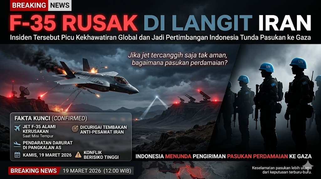 Insiden Jet Tempur F-35 di Langit Iran Mempertegas Risiko Konflik dan Jadi Alasan Indonesia Menunda Pengiriman Pasukan Perdamaian ke Gaza