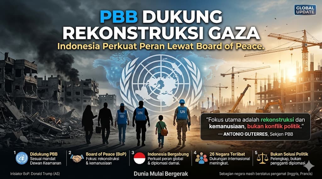 PBB Dukung Rekonstruksi Gaza, Indonesia Perkuat Peran Lewat Board of Peace