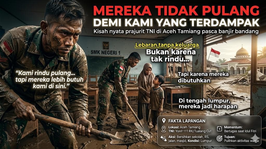 Di Tengah Lumpur dan Rindu Lebaran Kisah Prajurit yang Memilih Bertahan Demi Harapan Warga Aceh Tamiang