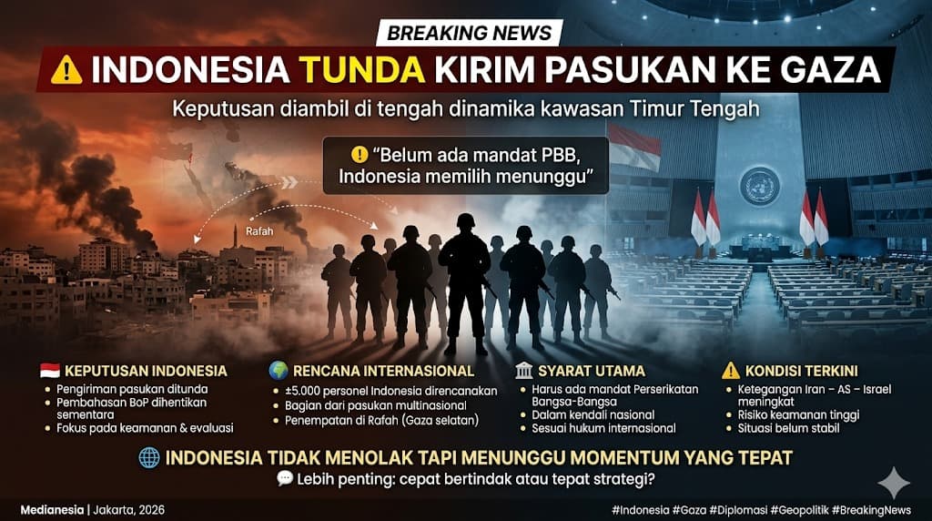 Indonesia Tunda Rencana Pengiriman Pasukan ke Gaza di Tengah Dinamika Kawasan