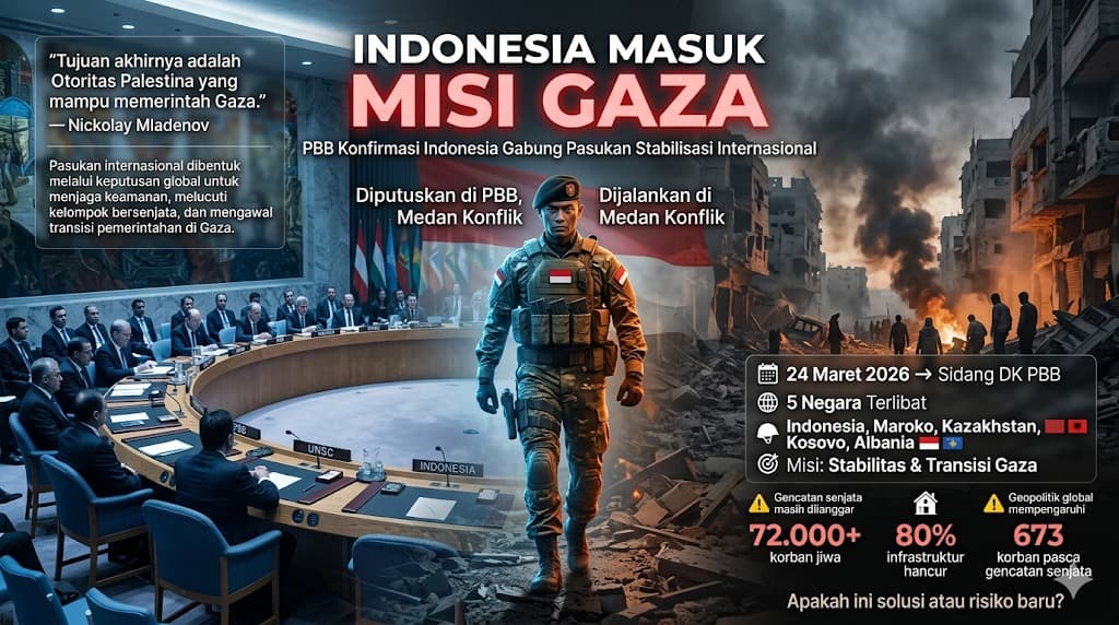 PBB Konfirmasi Indonesia Masuk Pasukan Stabilisasi Gaza, Bersama Empat Negara Lain