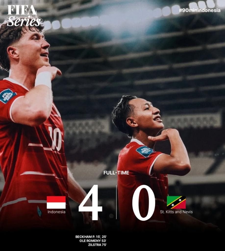 Timnas Indonesia Libas Saint Kitts and Nevis 4-0, Erick Thohir Apresiasi Kinerja Skuad Garuda