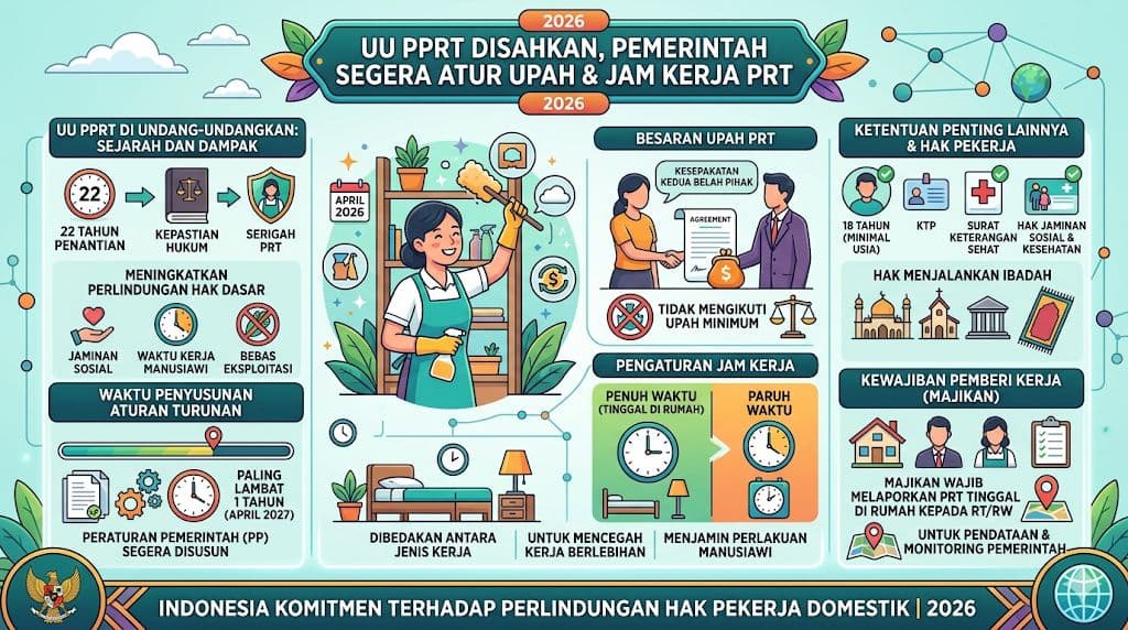 UU PPRT Disahkan 21 April 2026, Pemerintah Segera Atur Upah dan Jam Kerja Pekerja Rumah Tangga
