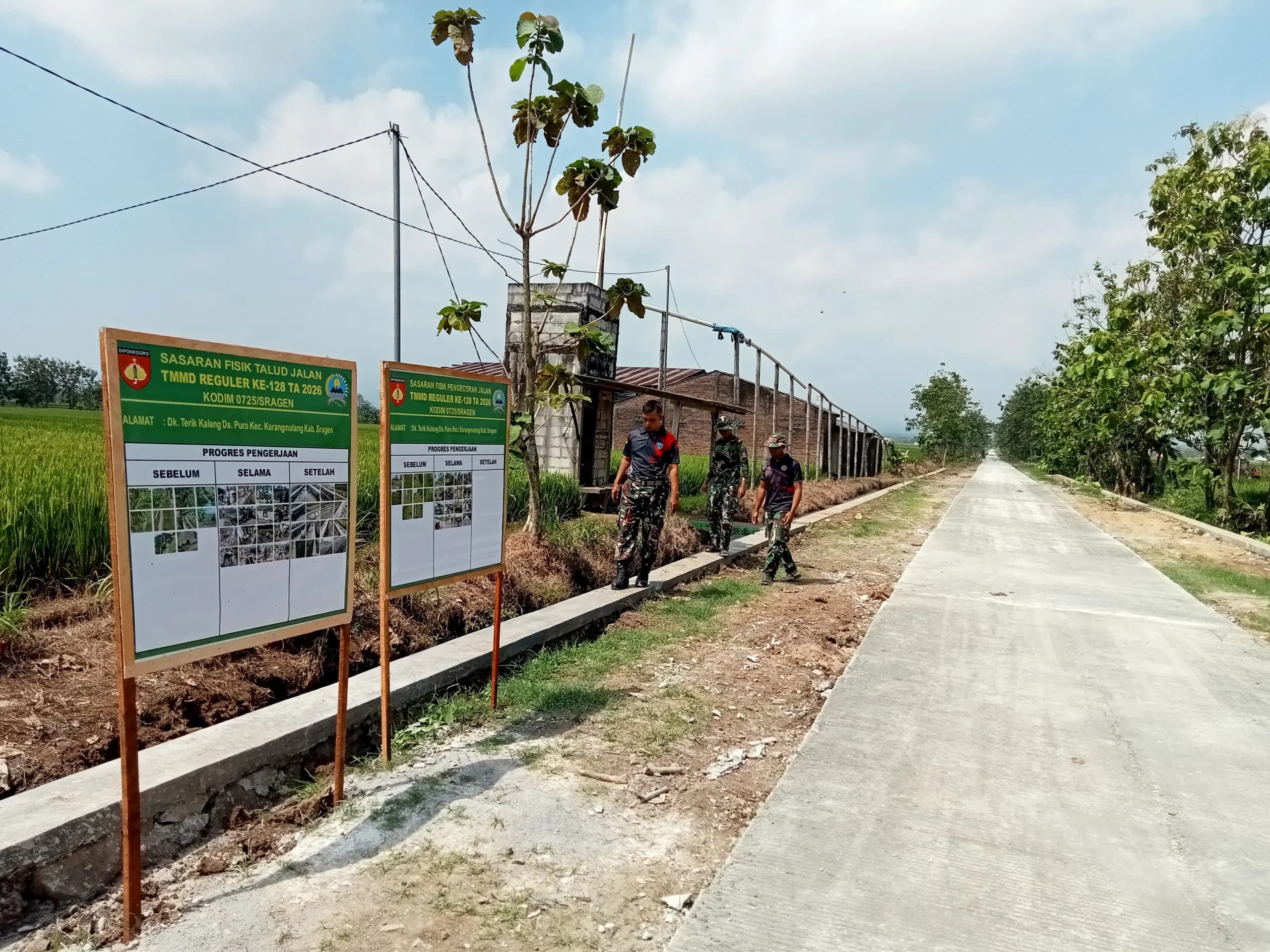 Talud TMMD Sragen Rampung 100 Persen, Akses Petani Desa Puro Kini Lebih Aman