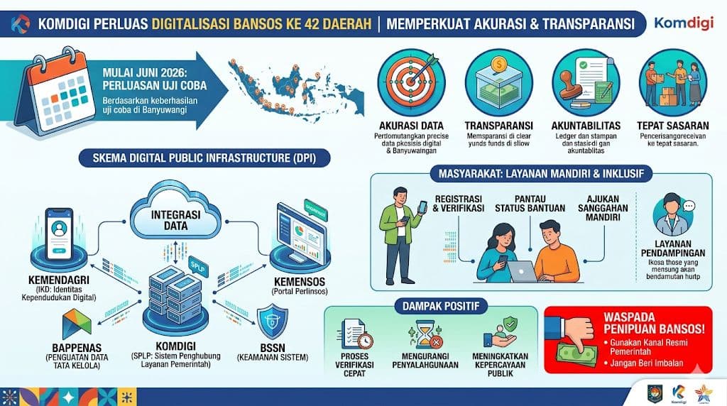 Komdigi Perluas Digitalisasi Bansos ke 42 Daerah Mulai Juni 2026, Perkuat Akurasi dan Transparansi Penyaluran