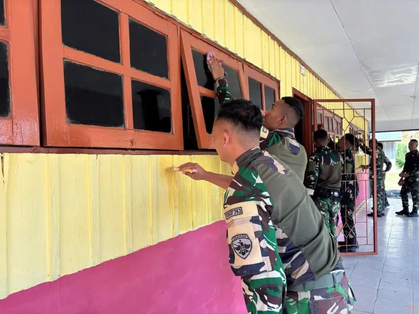 TNI Renovasi SD Inpres Mulia, Ciptakan Lingkungan Belajar yang Aman dan Nyaman di Puncak Jaya