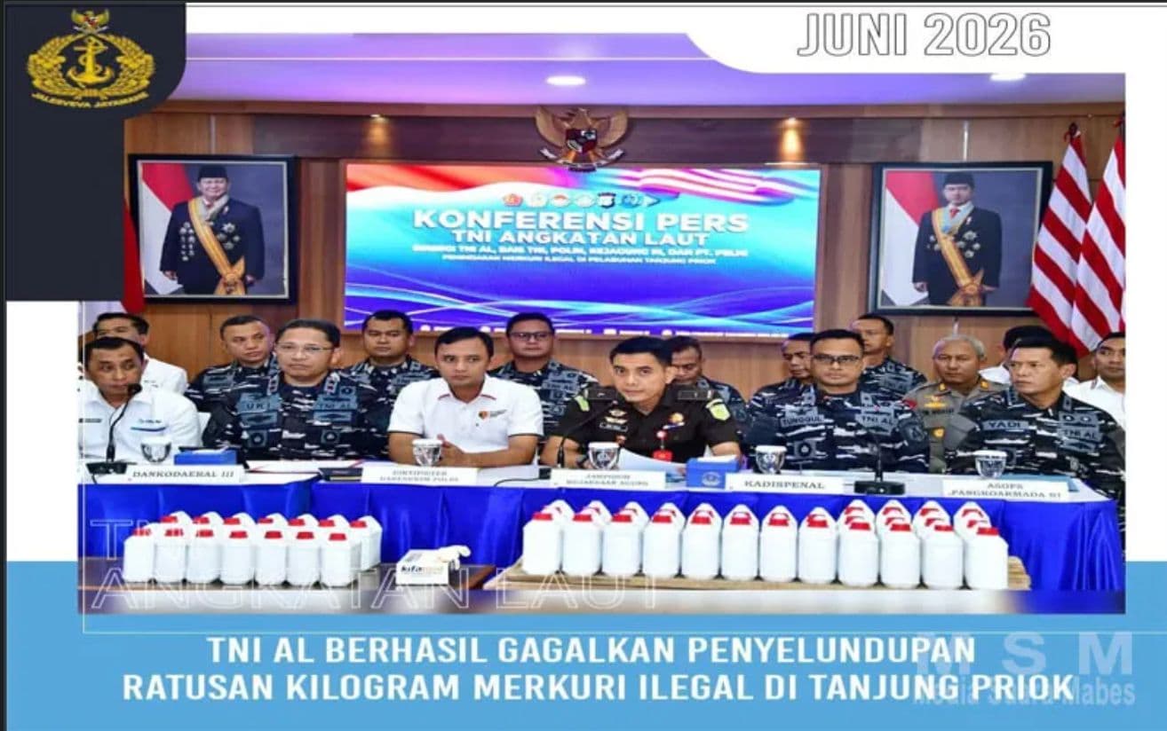 Kodaeral III TNI AL Gagalkan Penyelundupan 544 Kilogram Merkuri Ilegal di Tanjung Priok
