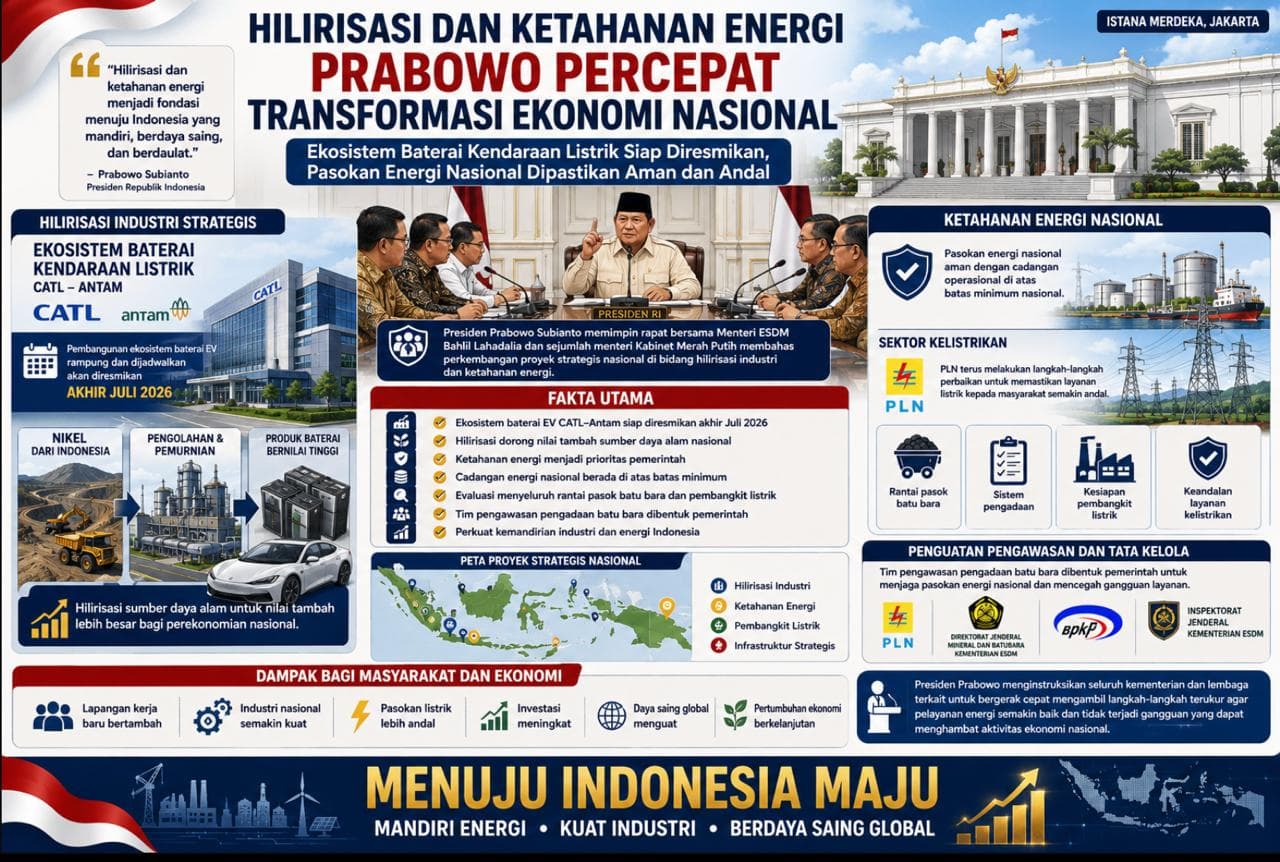 Presiden Prabowo Percepat Hilirisasi dan Perkuat Ketahanan Energi Nasional Demi Kemandirian Indonesia