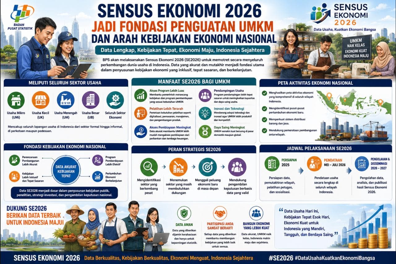 Sensus Ekonomi 2026 Jadi Fondasi Penguatan UMKM dan Arah Kebijakan Ekonomi Nasional