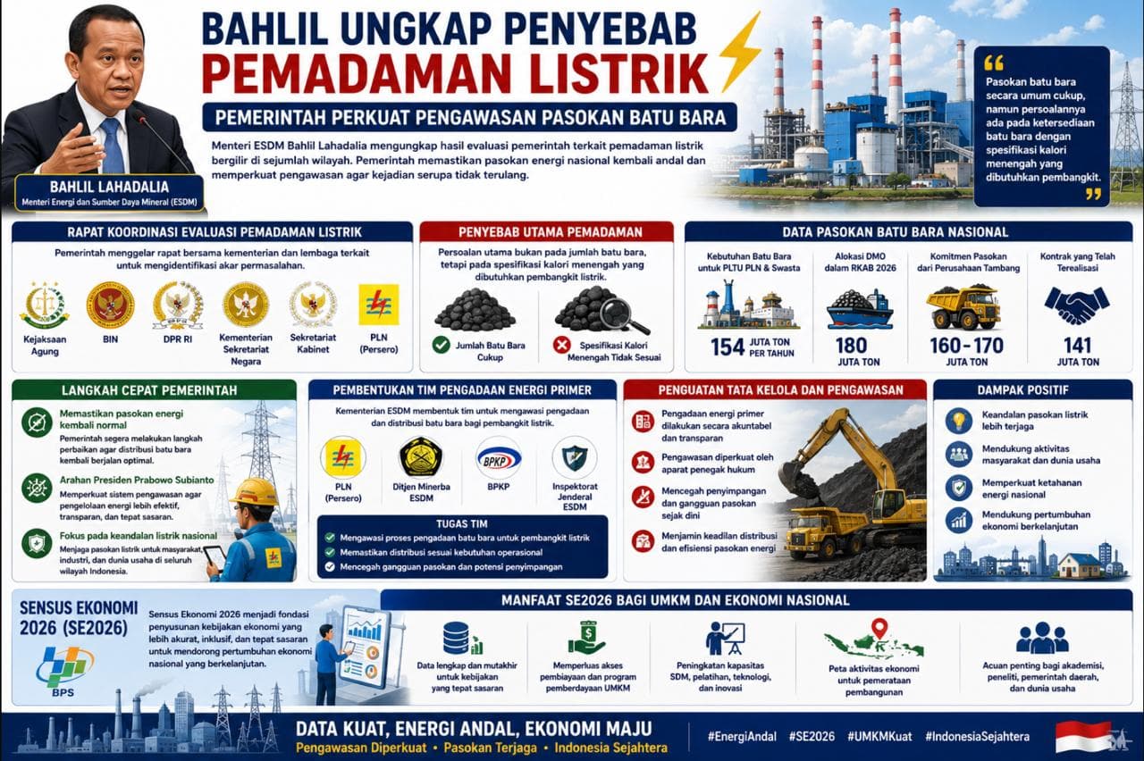Bahlil Ungkap Penyebab Pemadaman Listrik, Pemerintah Perkuat Pengawasan Pasokan Batu Bara