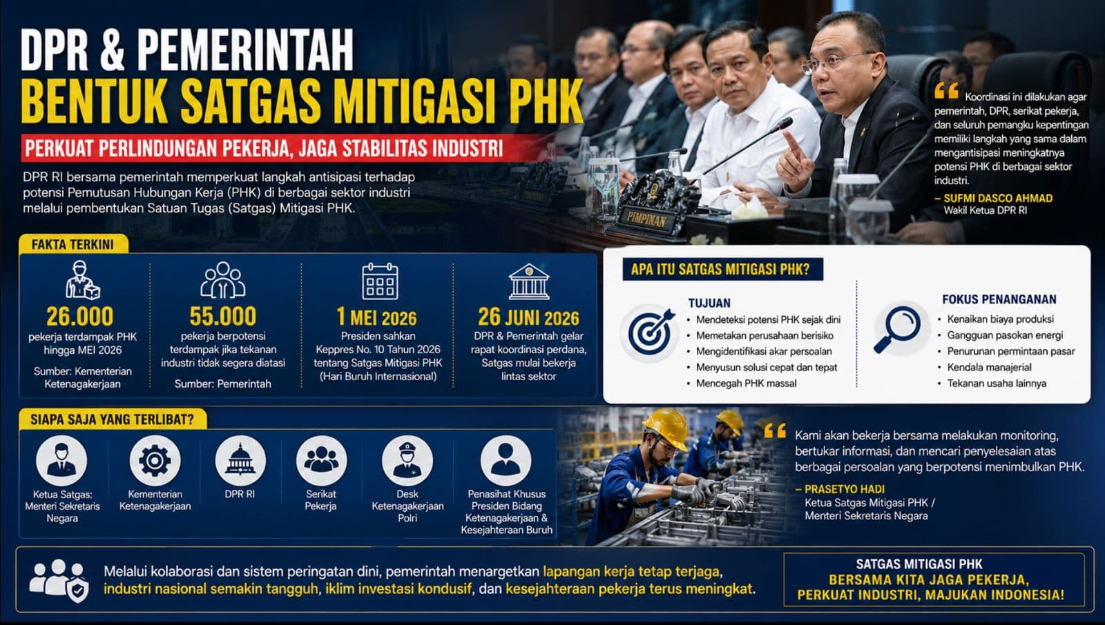 DPR dan Pemerintah Perkuat Antisipasi PHK, Satgas Mitigasi Mulai Bergerak Lindungi Pekerja