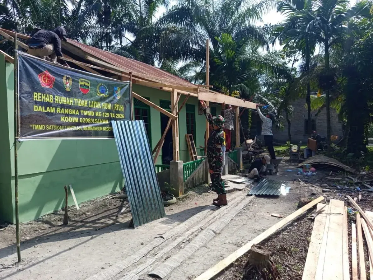 Satgas TMMD Kodim 0208/Asahan Kebut Rehabilitasi RTLH Meski Hari Libur, Wujudkan Hunian Layak bagi Warga